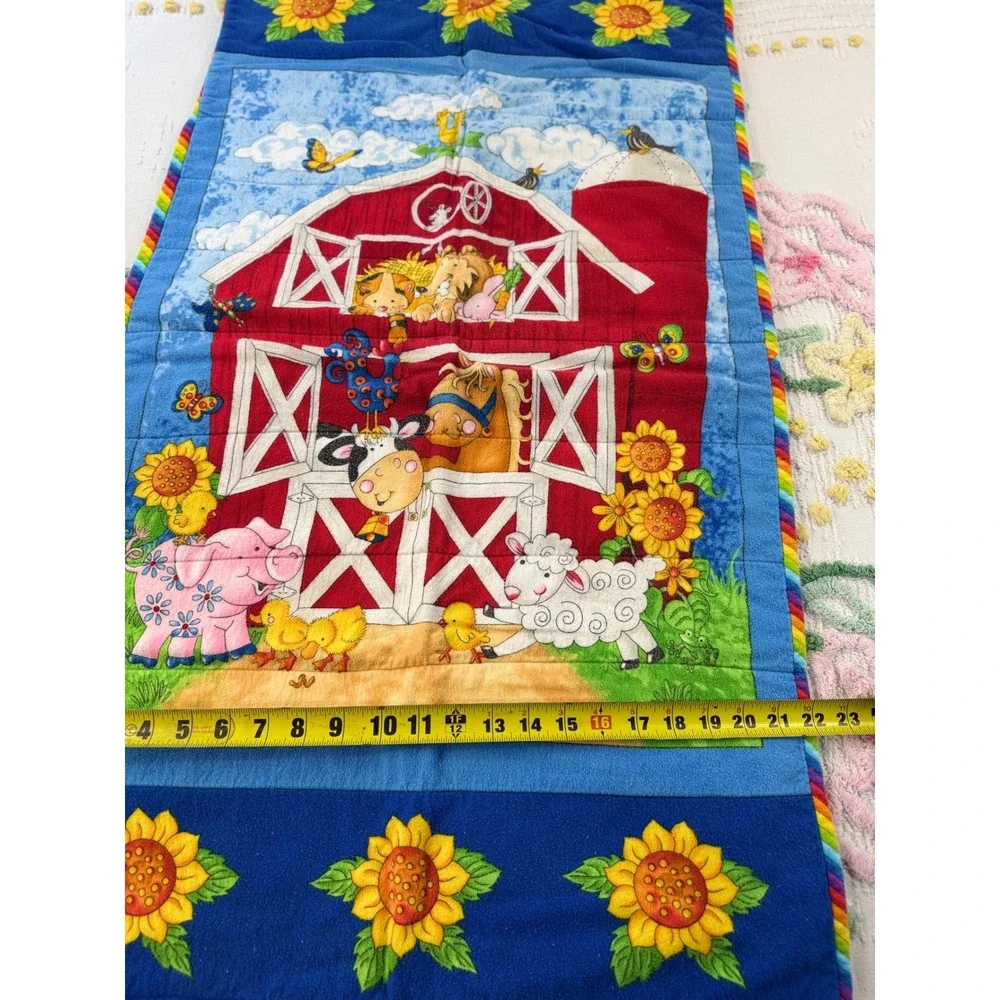 Baby Starters Barnyard vtg Quilt Blanket & Butterfly Bodysuit 3M Pink Blue New